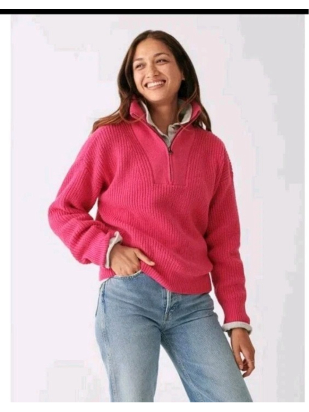 Faherty Half Zip Pullover Mariner Sweater Long Sleeve Pink Size Medium